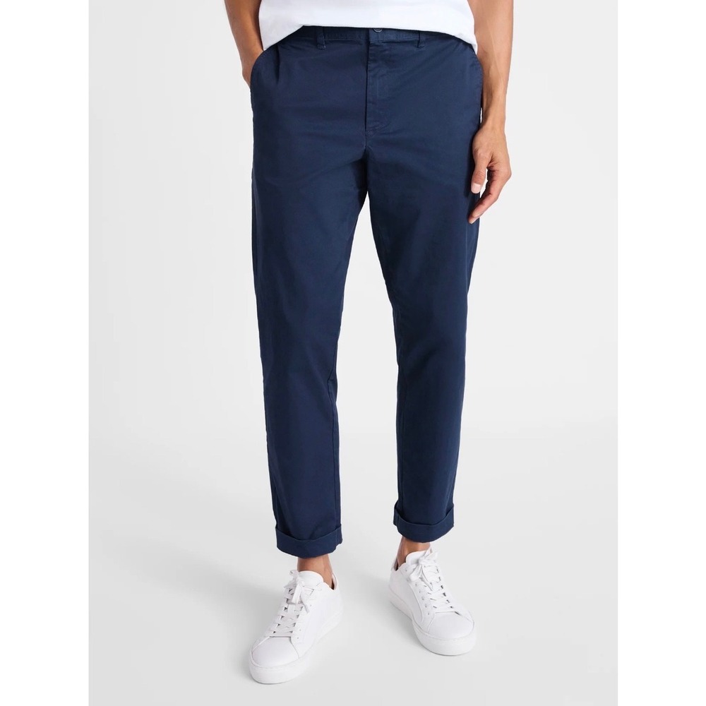 Mens 38x30 Chino Pants Tapered Fit Everyday Navy Work Casual Church Party NEW